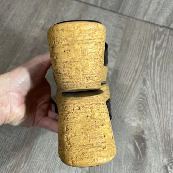 Marzia Vellutini Italian Wedge Slip On Sandals Black Patent Croc Faux Cork 6.5 - Picture 16 of 16